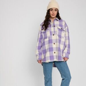 Plaid Purple and Cream Women's Jacket by Young hearts Run Free size medium